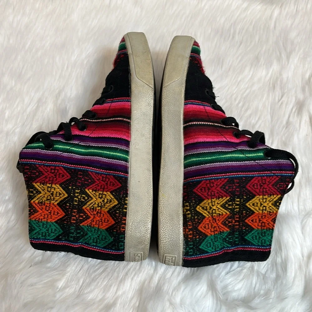 Inkkas High Top Sneakers Women Size 8 Multicolor Aztec Lace Up Hippie Style